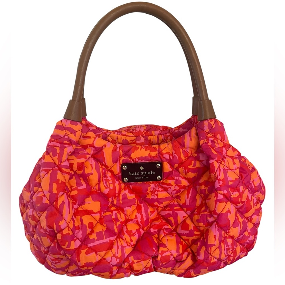 KATE SPADE Quilted Nylon Top Handle / Shoulder Bag w Storybook Lining - Picture 1 of 13